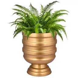 ORILEY Metal Flower Pot Grooved Round Cylindrical Planter 34 x 27 cm Golden-image-14