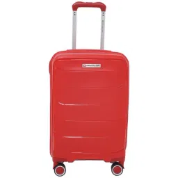 Swiss Military Red 8 Wheels Small Hard Cabin Trolley Bag-image-17