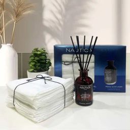 Nautica White 240 GSM Cotton 15Pcs Face Towel & Reed Diffuser Set-30