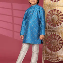 SKAVIJ Boys Floral Printed Mandairan Coller Kurta-image-20