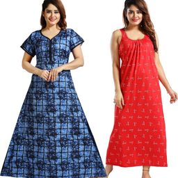 Inner Beats Women Pack Of 2 Multicoloured Cotton Blend Nightdress-picture-23