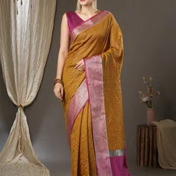 IndianRang Geometric Woven Design Zari Saree with Blouse Piece-image-63