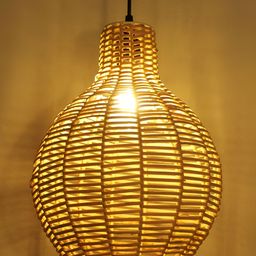 Decazone Beige Rattan Hanging Wooden Boho Ceiling Lamp-14