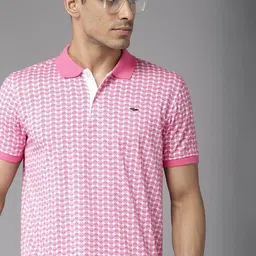 Park Avenue Men Geometric Print Polo Collar Slim Fit T-shirt-picture-4
