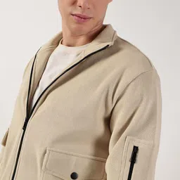 Thomas Scott Men Mock Collar Self Design Casual Open Front Jacket image 2