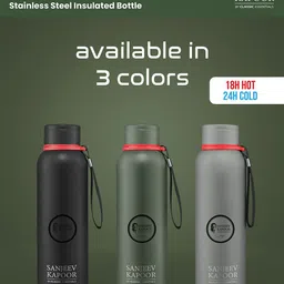 Classic Essentials Green Single Stainless Steel Solid Double Wall Vacuum Water Bottle-image-23