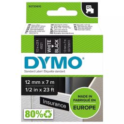 DYMO 12mm x 7m White Print on Black Tape Self-Adhesive Labels for Label Printer, ‎S0720610-picture-18