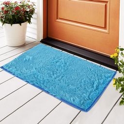 Aura Blue Furry Anti-Skid Doormats-image-88