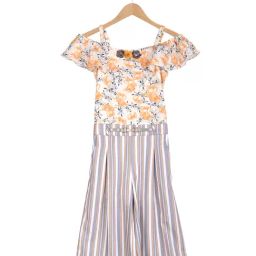 Peppermint Kids Mustard & Off White Printed Jumpsuit-image-47