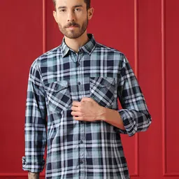 VALEN CLUB Men Tartan Checks Checked Casual Shirt-picture-4