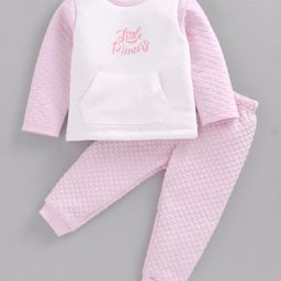 Babyoye Full Sleeves Winter Wear Suit Text Print - Pink-image-52