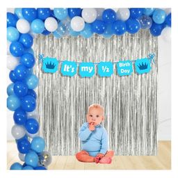Untumble Blue Half Birthday Decoration Foil Kit for Boys - Pack of 54-image-88