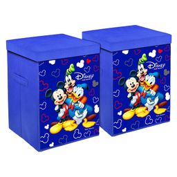 Kuber Industries Mickey & Friend Print Non-Woven Laundry Basket, Clothes Hamper For Laundry Closet, Bedroom, Bathroom With Lid & Handles Pack of 2 - Blue-10