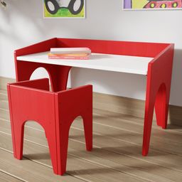 Riyan Luxiwood Hanna Kids Study Table with Chair White & Red-11