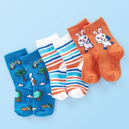 Cute Walk by Babyhug Anti Bacterial Ankle Length Socks Bunny Design Pack Of 3 - Multicolour-picture-5