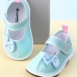 Cute Walk by Babyhug Velcro Closure Sequinned Sandals with Bow Applique - Light Green-picture-6