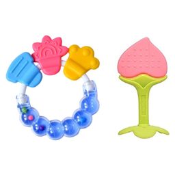 Sparkle Joy Silicone Combo Of Stand Teether & Rattle Handle Teethers - Multicolor-2