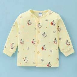 TANGO Fleece Full Sleeves Duck Printed Front Open  Vest - Lemon-image-36