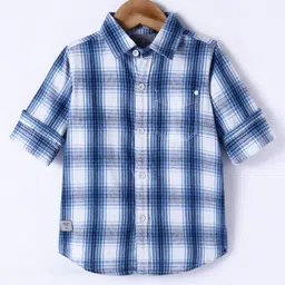 RUFF Denim Woven Full Sleeves Checkered Shirt - Blue-picture-7