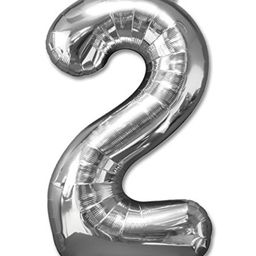 Decor Mantra Number 2 foil balloon 32 inch for birthday decoration items - Silver - Pack of 1-picture-2