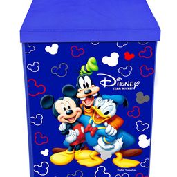 Kuber Industries Mickey & Friend Print Non-Woven Laundry Basket, Clothes Hamper For Laundry Closet, Bedroom, Bathroom With Lid & Handles Pack of 2 - Blue image 2