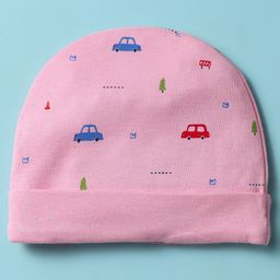Simply Interlock Knit Cap Mittens & Booties With Vehicle Print Pink - Diameter 12 cm image 2