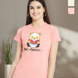 Tromko Women Pack of 3 Typography Printed Round Neck Cotton T-shirts-picture-26