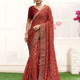 Rekha Maniyar Printed Zari Ready to Wear Bandhani Saree-picture-17
