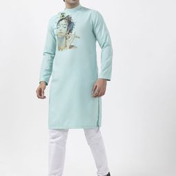 DEVOILER Men Abstract Printed Regular Kurta with Pyjamas image 3