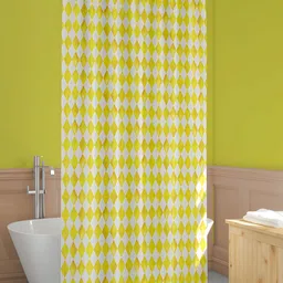 ArtzFolio Yellow and White Geometric Printed Waterproof Shower Curtain-15