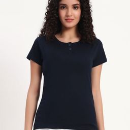 appulse Women Henley Neck Cut Outs Slim Fit T-shirt-picture-27