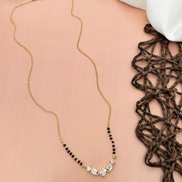 ABDESIGNS Gold-Plated Artificial Stones and Beads Studded Mangalsutra-16