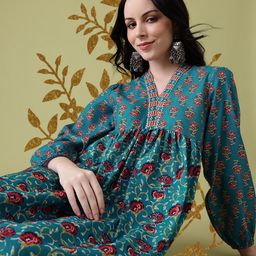 Anouk Ethnic Motifs Print Empire Kurta with Trousers-image-12