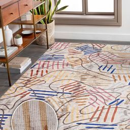 Kaleen India Coffee Brown Abstract Anti-Skid Polyester Carpet-8