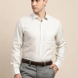 Turtle Grey Cotton Slim Fit Printed Shirt-image-58
