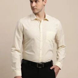 Turtle Beige Cotton Slim Fit Printed Shirt-picture-8