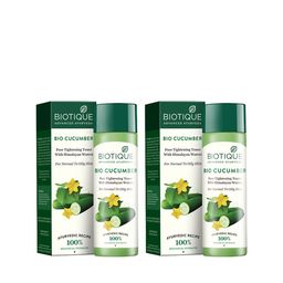 Biotique Set of 2 Cucumber Pore Tightening Refreshing Toner for Oily Skin - 120 ml each image 1