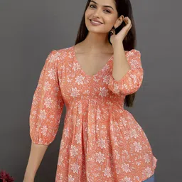 MERAAKI FASHION Women Floral Printed Cotton A-Line Top-picture-46