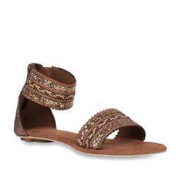 Catwalk Bronze Ankle Strap Sandals-image-42