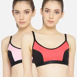 Lady Lyka Multicolor Non Wired Non Padded Sports Bra (Pack Of 2)-image-77