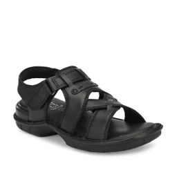Hitz Men's Black Cross Strap Sandals-image-122