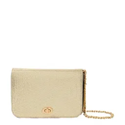 Accessorize London Erin Beige Gold Textured Small Sling Handbag-image-38