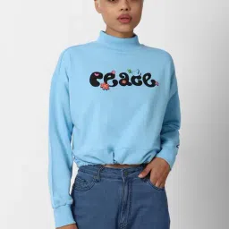 Forever 21 Blue Printed Crop Sweatshirt-picture-40