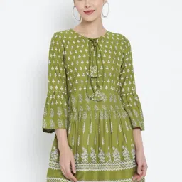 YASH GALLERY Green Printed A Line Kurti-picture-6