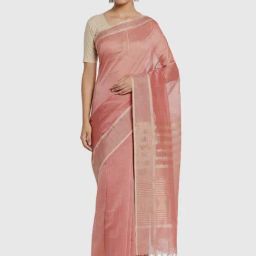 Fabindia Pink Cotton Silk Woven Saree-image-32
