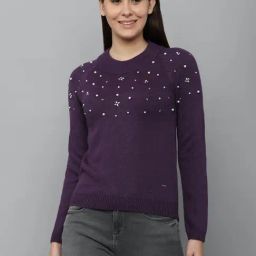 Allen Solly Purple Cotton Embellished Sweater-picture-14