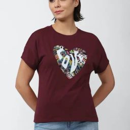 Forever 21 Maroon Printed T-Shirt-image-19
