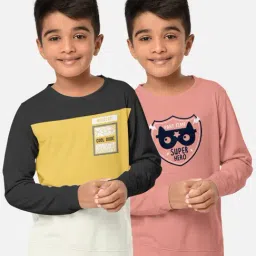 HELLCAT Grey & Pink Printed Full Sleeves T-Shirt (Pack Of 2)-image-34