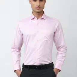 Van Heusen Pink Cotton Regular Fit Self Pattern Shirt-image-36