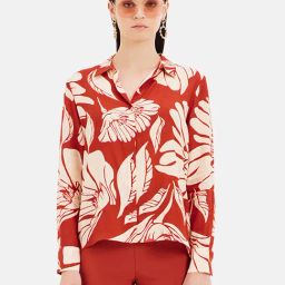 Kazo Rust & Beige Floral Print Shirt-image-11